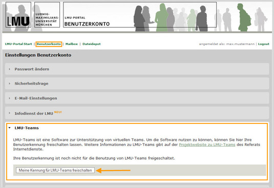 Benutzerkonto im LMU-Portal